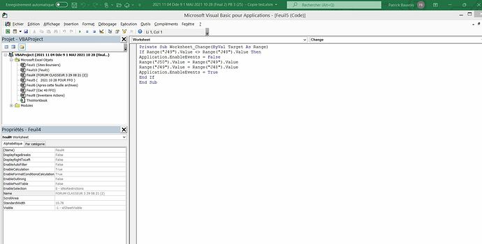Resultat suite Alt F11 Capture