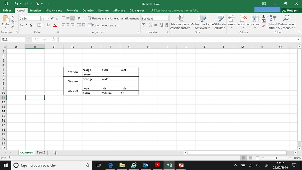 comment retrouver une donnée dans un tableau excel