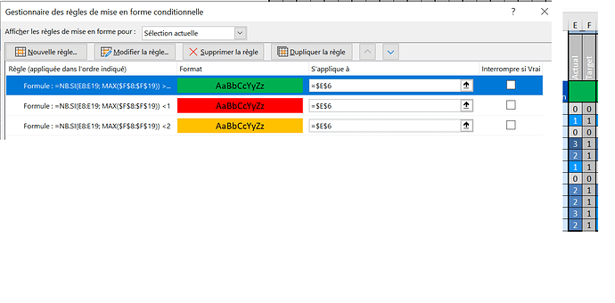 Excel mise en forme conditionnelle
