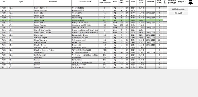 bas grisé onglet excel